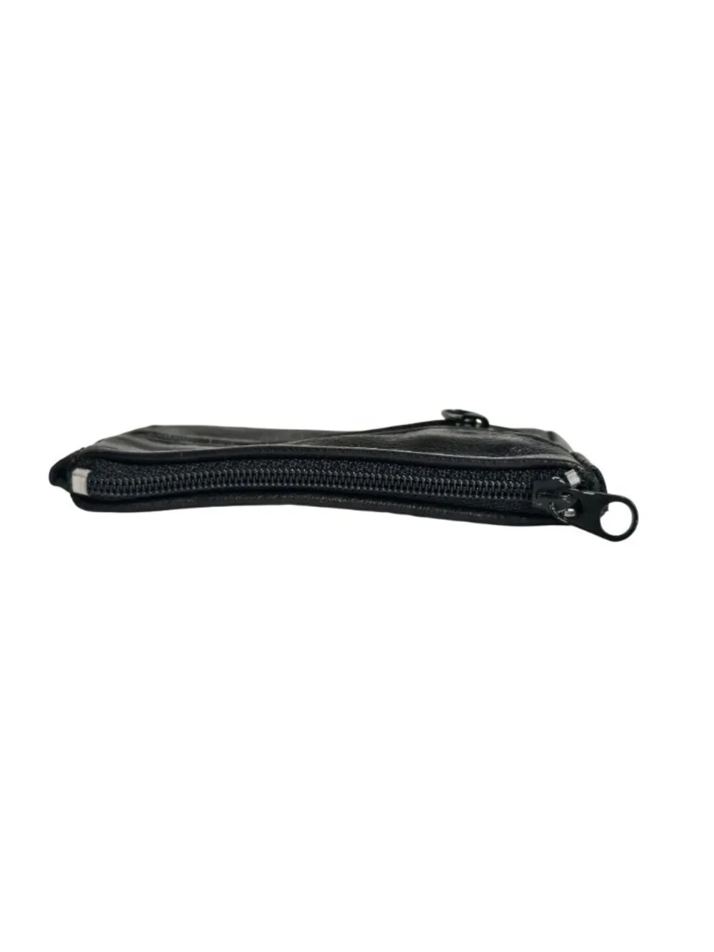 VTG Seattle Genuine Leather Coin Key Case Black Zipper Snap Button Closure HTF